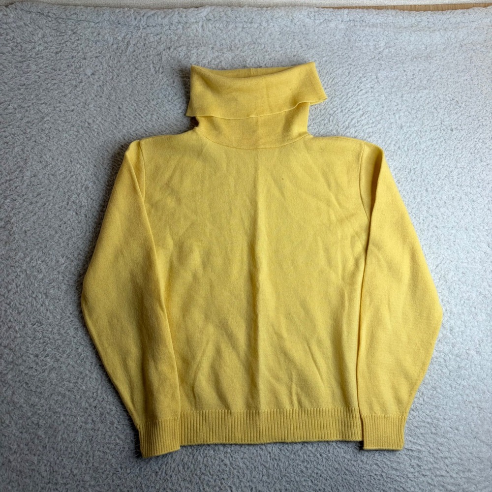 Vintage 80s Pendleton Yellow Wool Turtleneck Sweater Womens Medium Made in USA